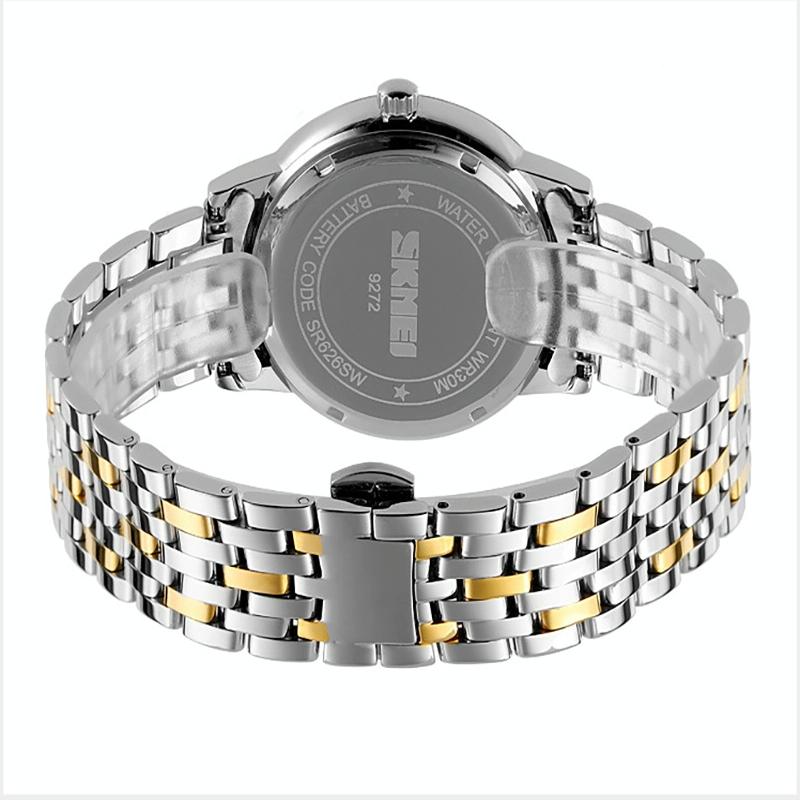 Waterproof Quartz Watch with Stainless Steel Buckle for Men - Gold And Black