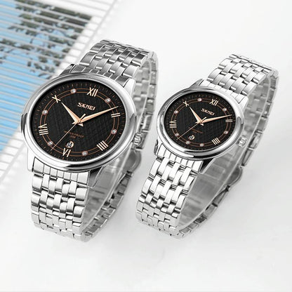 Waterproof Quartz Watch with Stainless Steel Buckle for Men - Gold And Black