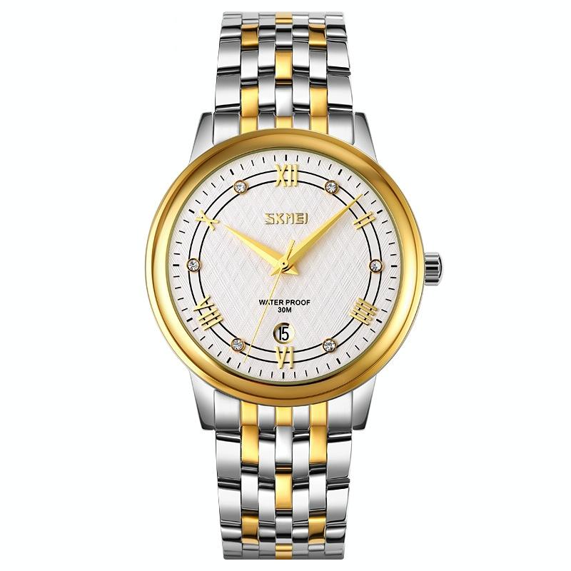 Waterproof Quartz Watch with Stainless Steel Buckle for Men - Gold And Black