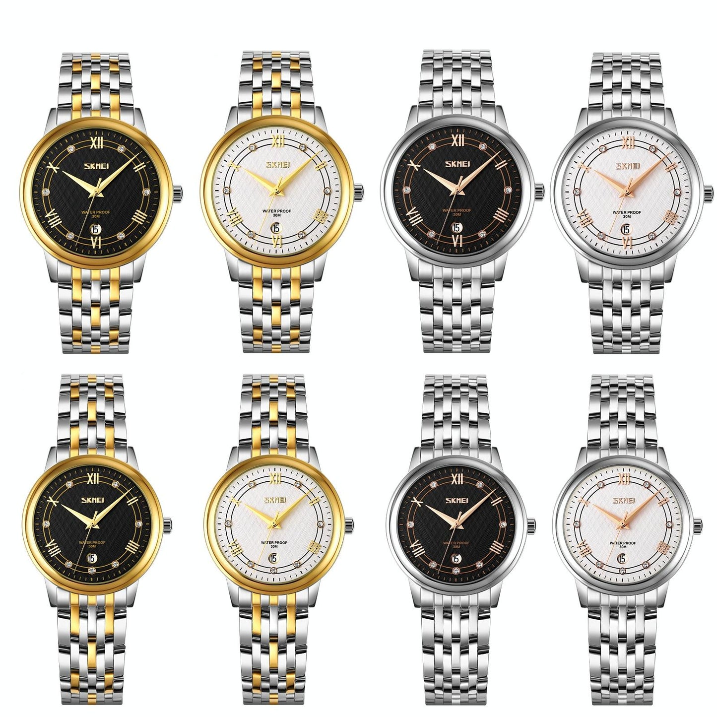 Waterproof Quartz Watch with Stainless Steel Buckle for Men - Gold And Black