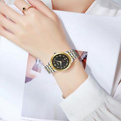 Waterproof Quartz Watch with Stainless Steel Buckle for Men - Gold And Black