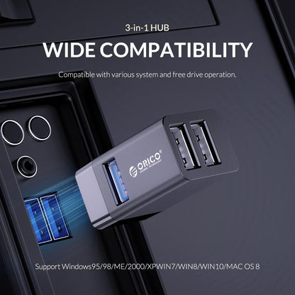 3-In-1 Usb Aluminum Mini Hub Adapter - Black