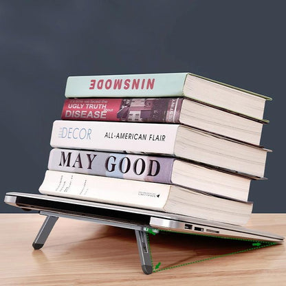 Foldable Laptop Stand with Fan and Heater - Portable and Adjustable - Silver