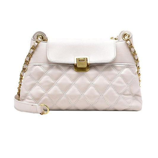 Versatile Rhombic Chain Crossbody Bag For Women - White