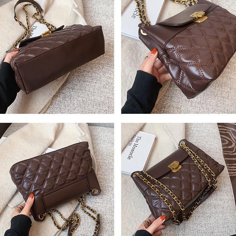 Versatile Rhombic Chain Crossbody Bag For Women - White