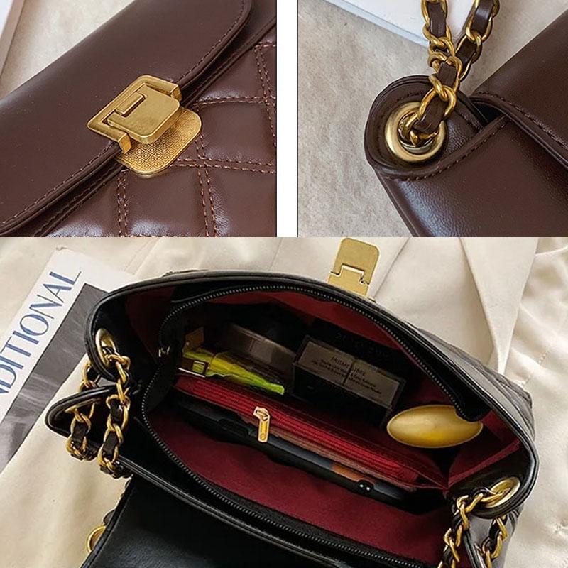 Versatile Rhombic Chain Crossbody Bag For Women - White