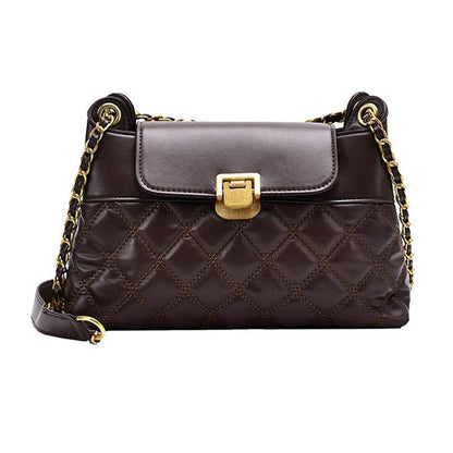 Versatile Rhombic Chain Crossbody Bag For Women - White