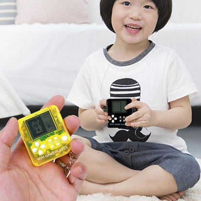 Mini Handheld Brick Game Console - 4 Pcs With Keychain Random Colour