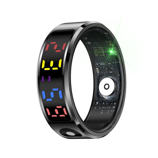 Smart Ring Heart Rate Blood Oxygen Sleep Sports Size 10 - Black