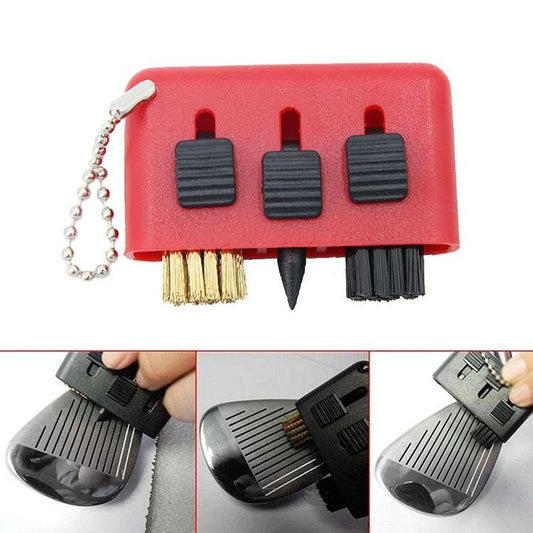 3-Piece Portable Golf Groove Cleaning Brush - Red