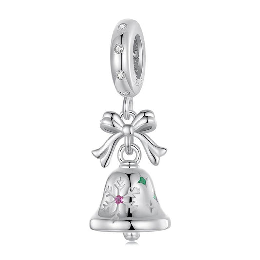 925 Sterling Silver Bow Bell Bracelet Pendant Festival Beads