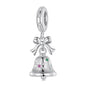 925 Sterling Silver Bow Bell Bracelet Pendant Festival Beads