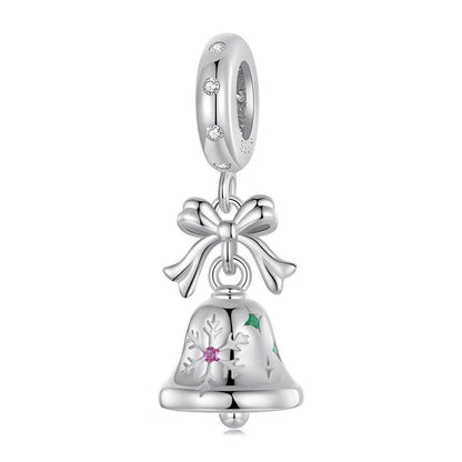 925 Sterling Silver Bow Bell Bracelet Pendant Festival Beads