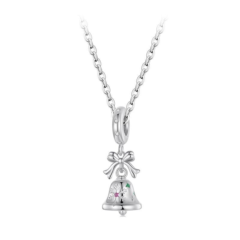 925 Sterling Silver Bow Bell Bracelet Pendant Festival Beads
