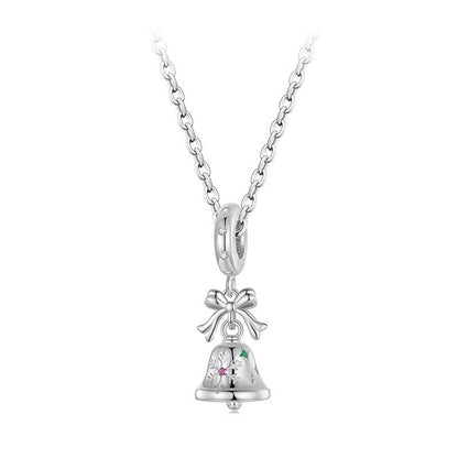 925 Sterling Silver Bow Bell Bracelet Pendant Festival Beads