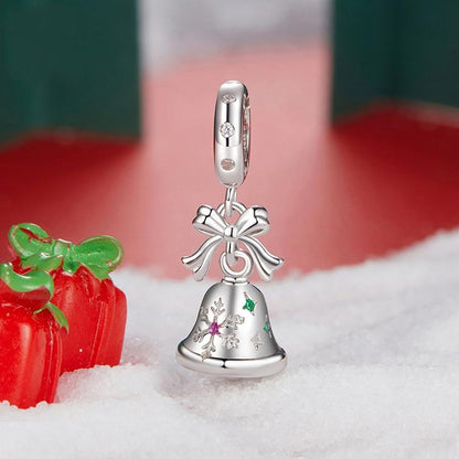 925 Sterling Silver Bow Bell Bracelet Pendant Festival Beads