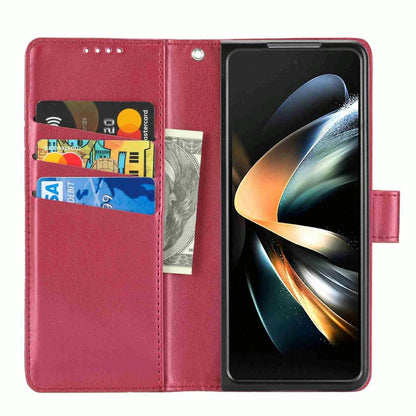 For Samsung Galaxy Z Fold4 5G Embossed Pu Leather Phone Case - Blue