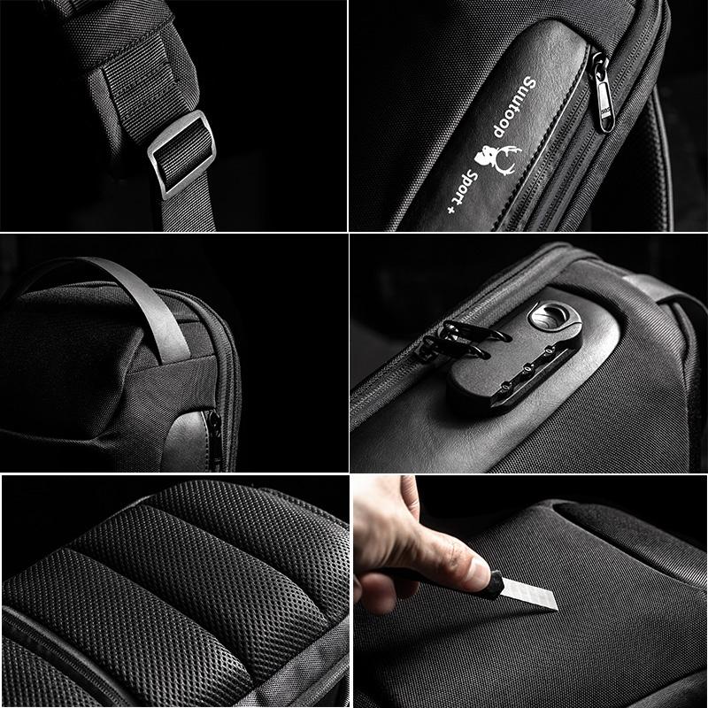 Men's Anti Theft Oxford Chest Bag - Black