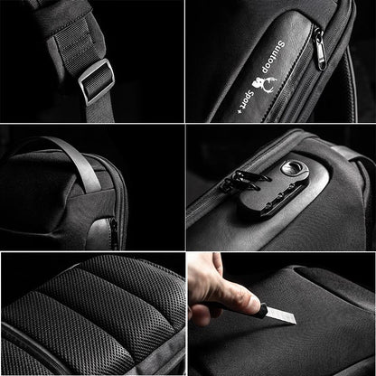 Men's Anti Theft Oxford Chest Bag - Black