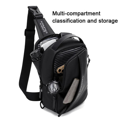 Compact Shoulder Sling USB Crossbody Chest Bag For Men - Black