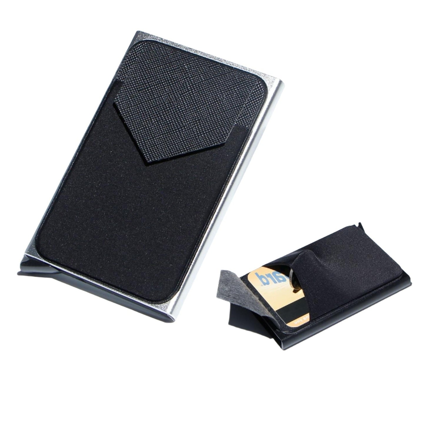 Compact Metal Card Holder with Rfid Protection - Black