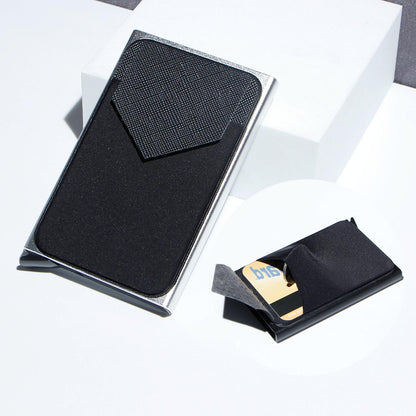 Compact Metal Card Holder with Rfid Protection - Black