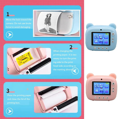 Instant Print Camera for Kids with Dual Lens and 2.4-inch Screen - Pink