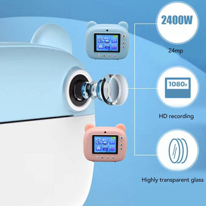 Instant Print Camera for Kids with Dual Lens and 2.4-inch Screen - Pink