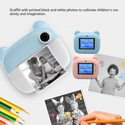 Instant Print Camera for Kids with Dual Lens and 2.4-inch Screen - Pink