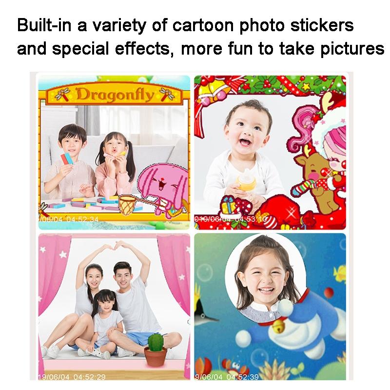 Instant Print Camera for Kids with Dual Lens and 2.4-inch Screen - Pink