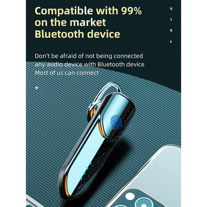 Business Style Bluetooth 5.0 Earphone with Fingerprint Touch - Black