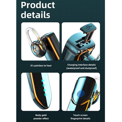 Business Style Bluetooth 5.0 Earphone with Fingerprint Touch - Black