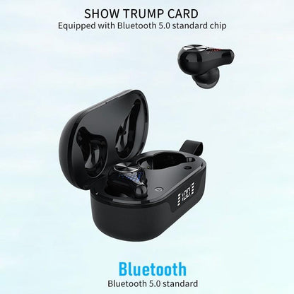 Waterproof T8 Wireless Bluetooth Earbuds with Led Display - Black