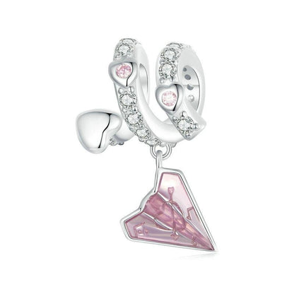 925 Sterling Silver Paper Airplane Love Letter Pendant