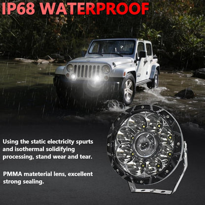 55W 6000Lm / 6000K Off - Road Vehicle Round Work Light - White