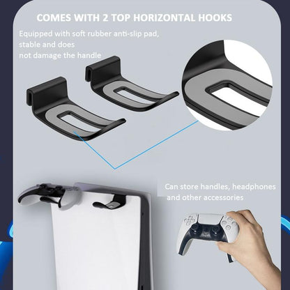 Wall-Mounted Bracket For Ps5 Console With Controller Vr Glasses And Headphone Storage - Black