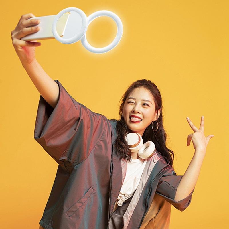Clip-on Half-ring Fill Light for 10cm Mobile Phones - Pink