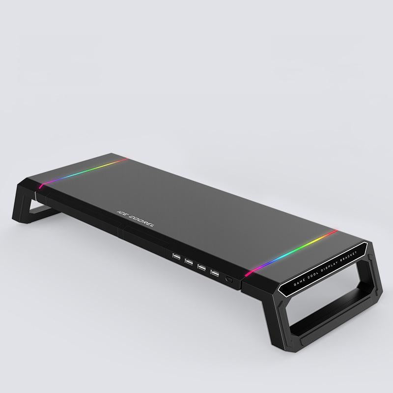 Foldable Laptop Stand with Rgb Lighting & Usb Expansion - Monitor Rack - Moonlight White