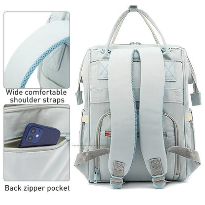 Convertible Diaper Bag Backpack for Baby Care - Grey