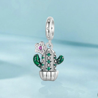 925 Sterling Silver Diy Desert Cactus Potted Pendant