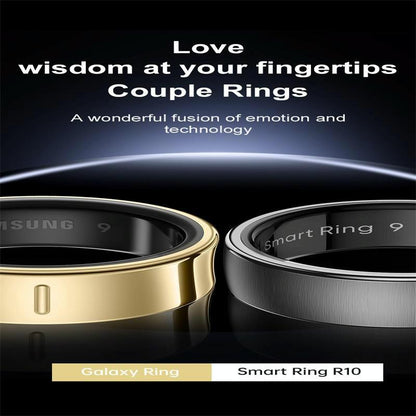 Smart Ring Heart Rate Blood Oxygen Sleep Sports Size 10 - Black