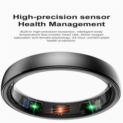 Smart Ring Heart Rate Blood Oxygen Sleep Sports Size 10 - Black