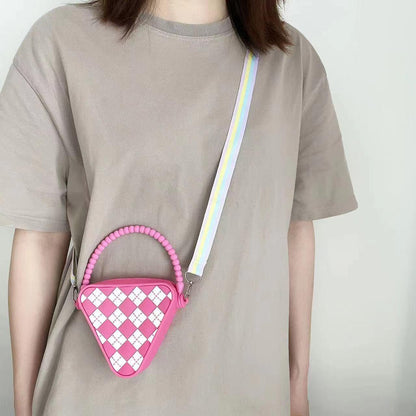 Mini Diamond Shaped Silicone Shoulder Bag - Rosered