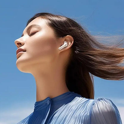 Wireless Dual Noise-cancelling Bluetooth Earphones for Music and Calls - Ivory White