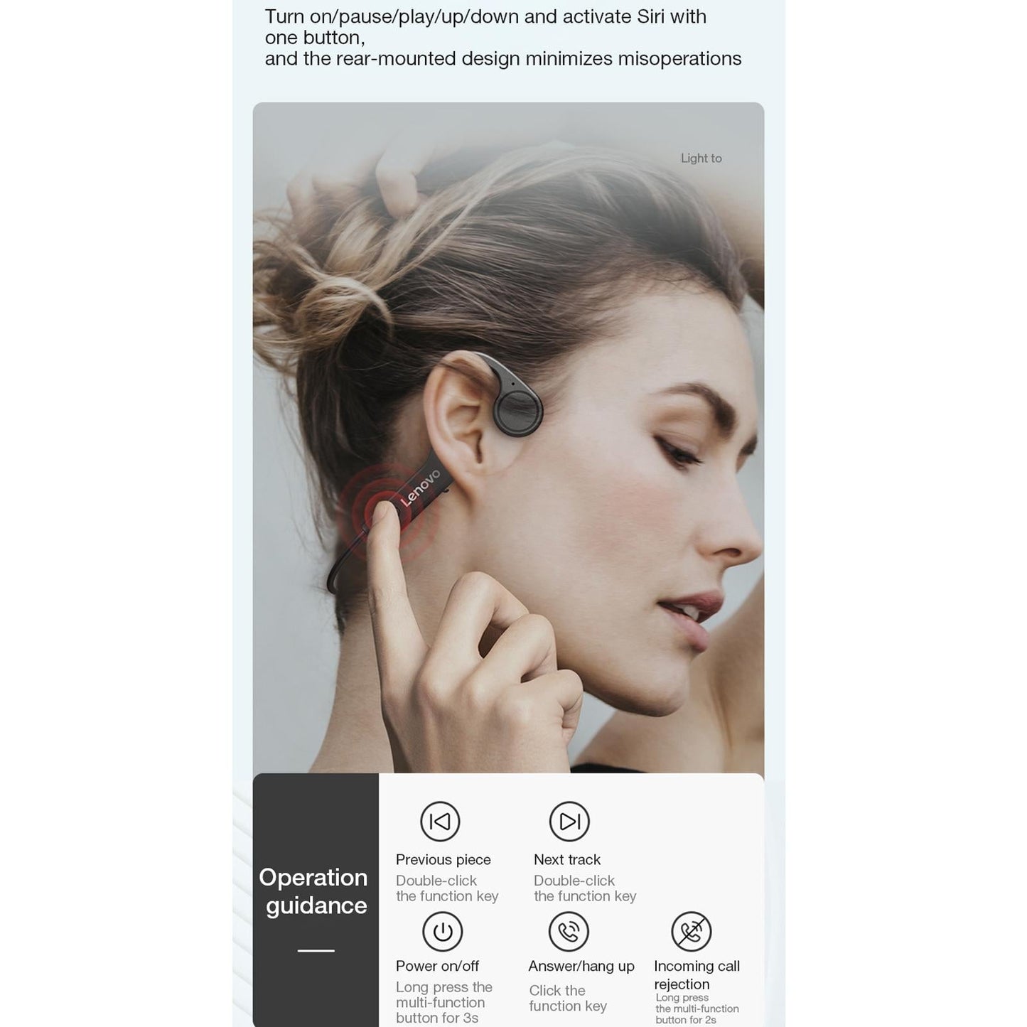 Waterproof Bone Conduction Bluetooth Earphones - Black