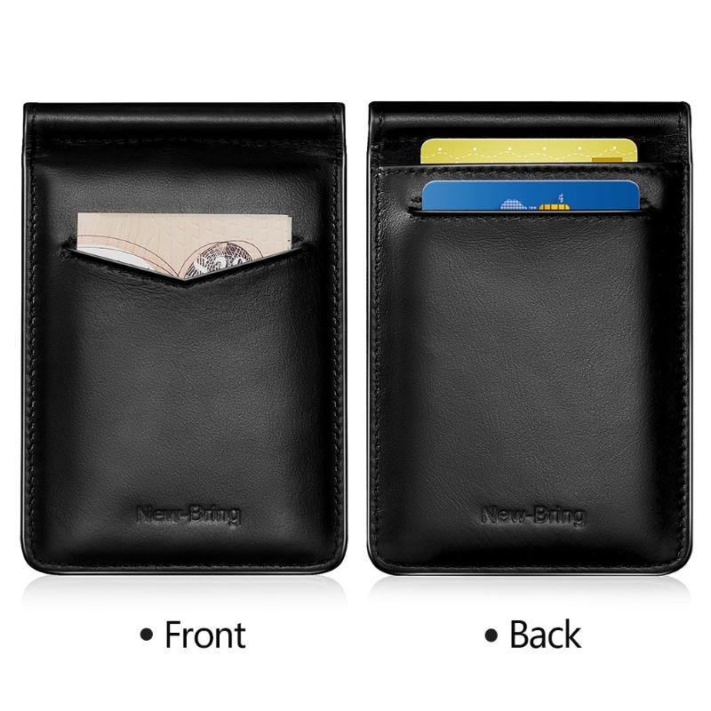 Ultra Thin Rfid Card Holder For Men Secure Multi Card Id Leather Case - Black