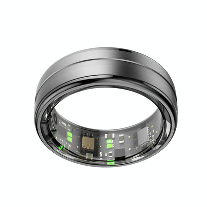 Smart Ring With Heart Rate Blood Oxygen & Sleep Monitoring - Size 12 - Black