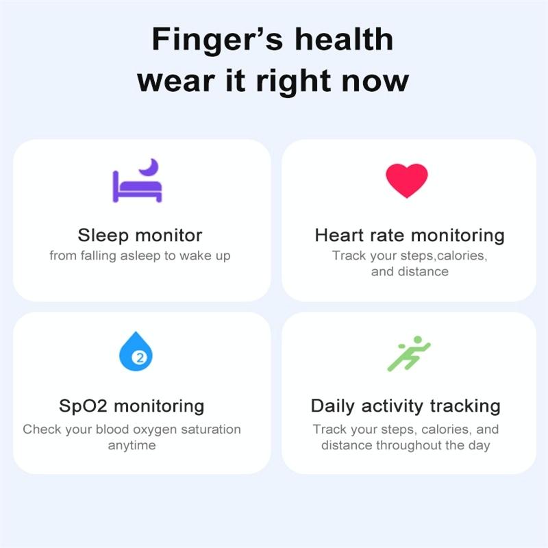 Smart Ring With Heart Rate Blood Oxygen & Sleep Monitoring - Size 12 - Black