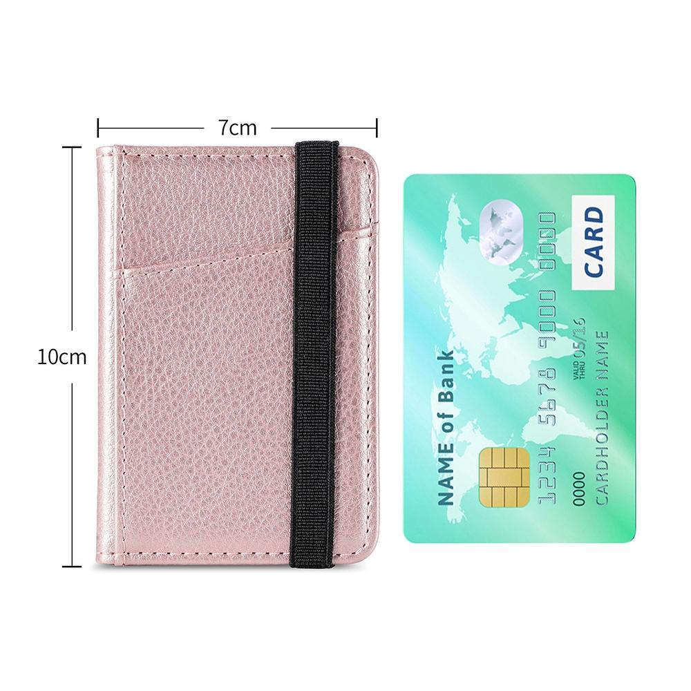 Pu Leather Phone Card Holder With Bracket Multifunctional - Black