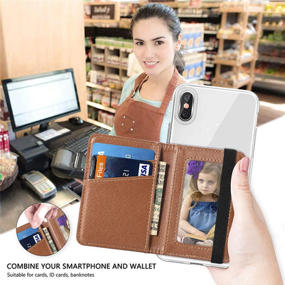 Pu Leather Phone Card Holder With Bracket Multifunctional - Black